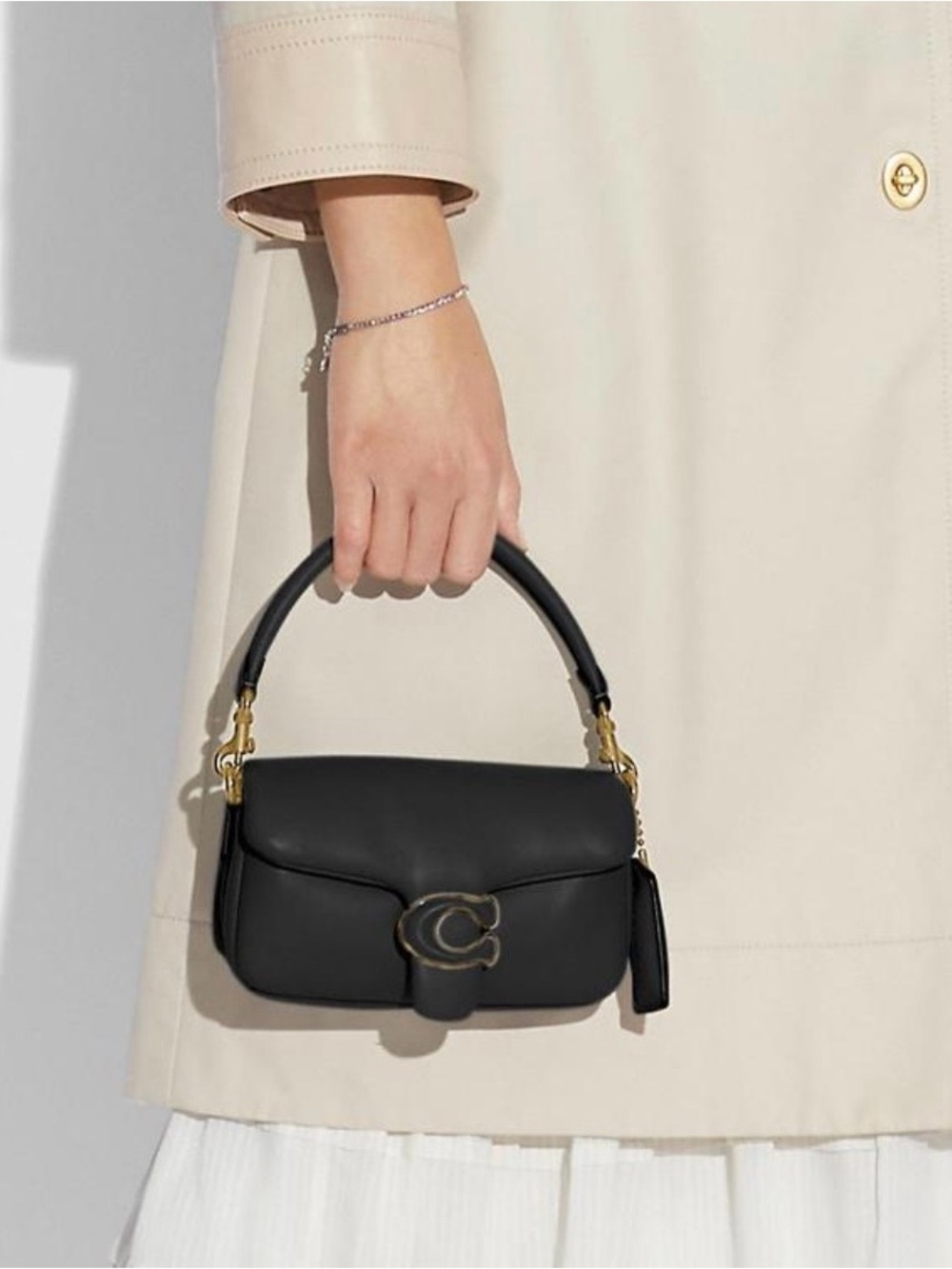 Coach Black Leather Pillow Tabby shoulder- Mini Bag with Gold Hardware